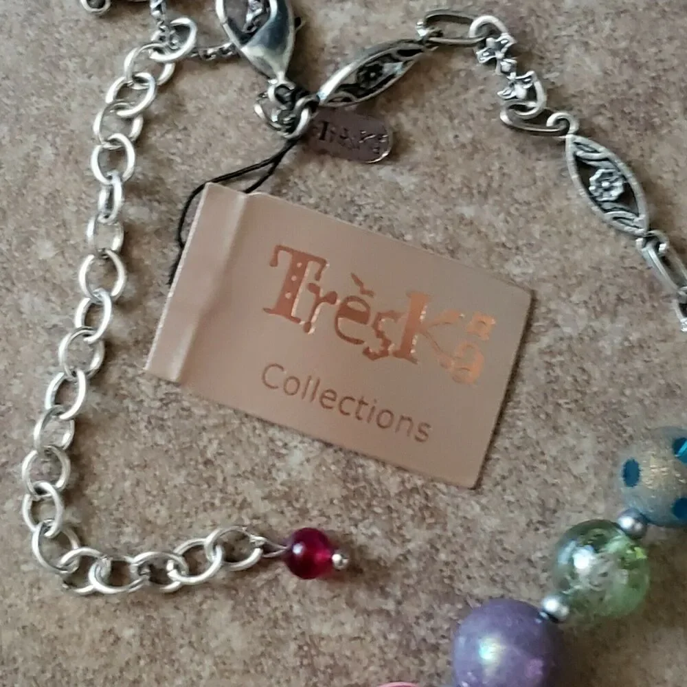 TRESKA beaded beads baubles lantern butterfly statement pendant necklace NEW